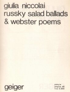 Copertina di Russky Salad Ballads & Webster Poems (Torino, Geiger, 1977).
