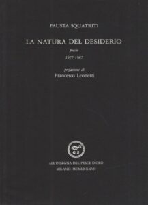 Copertina della raccolta poetica La natura del desiderio (Milano, Scheiwiller, 1987)