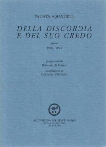 Copertina della raccolta poetica Della discordia e del suo credo. Poesie 1998-1993 (Milano, Scheiwiller, 1994)